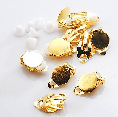 2) イヤリングパーツ クリップ式 ゴールド 10個 シリコンパッド付 イヤリング金具 アクセサリーパーツ 金具 ビーズ 1枚目の画像