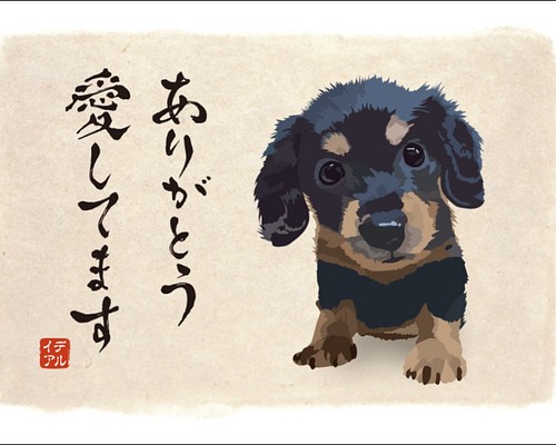 まるで写真！？ダックスフンド　マロ眉　絵　犬　ペット　動物　プレゼント