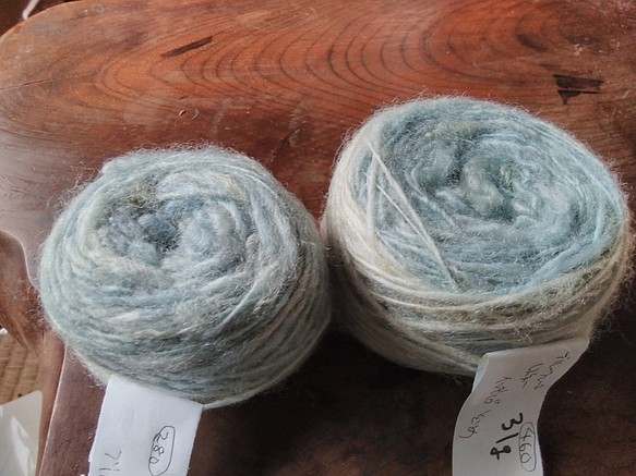 手紡ぎ毛糸　英国産ブルーフェースレスター　インディゴ染め2個で50ｇ 1枚目の画像
