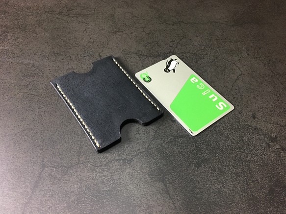 【手縫】Cape Hunt 日本製造 Suica / PASMO 真皮名片夾 1 件裝（黑色） 第1張的照片