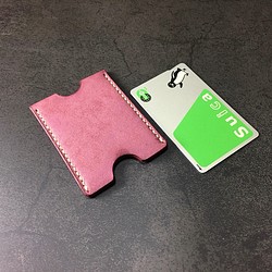 手縫】ケープハント日本製Suica・PASMO用本革1枚用カードケース（赤