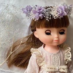 ソランちゃん　花冠　花かんむり　レミンちゃん　ブライス人形~lavender&silver~ 1枚目の画像
