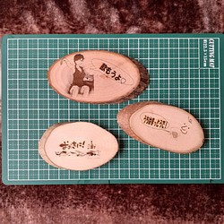 関西弁シリーズ　マグネットプレート　3枚組　国産天然木 1枚目の画像