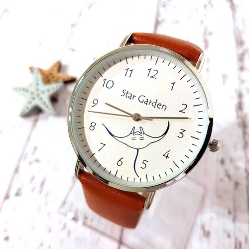 マンタの腕時計 レディース 革 シンプル 動物 大人可愛い シルバー ブラウン 腕時計 Star Garden 通販 Creema クリーマ ハンドメイド 手作り クラフト作品の販売サイト
