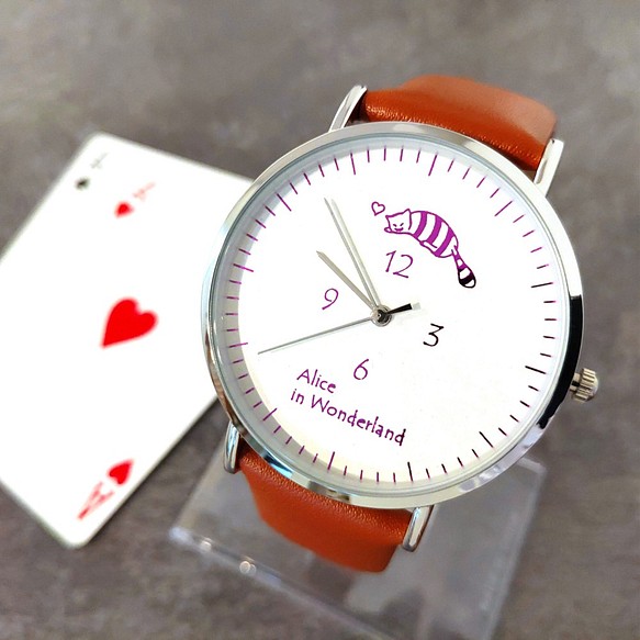 チシャ猫の腕時計（レディース・本革） 不思議の国のアリス 1枚目の画像