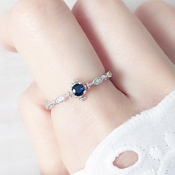 珍貴的藍寶石戒指 • 可調式FreeSize • 天然寶石細戒指 • 9月誕生石Sapphire 第1張的照片