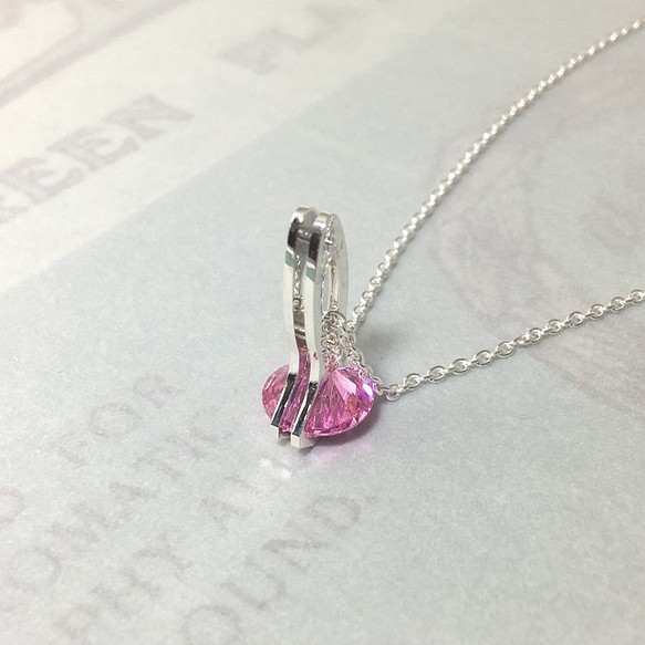 Parallel Lines CZ pendant Silver Pink Cubiczirconia boletas