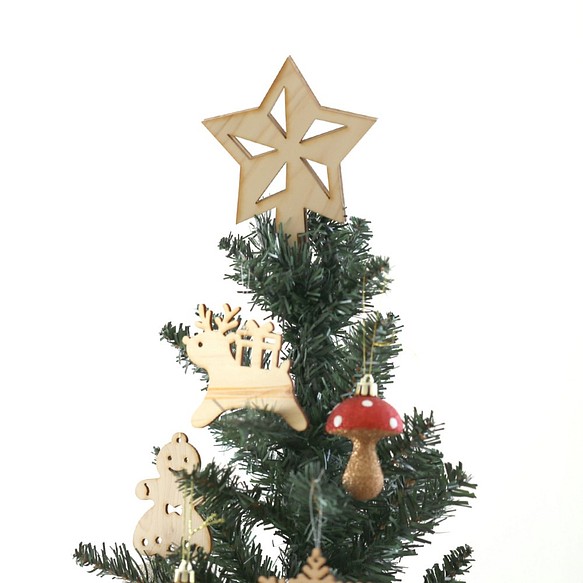 クリスマスツリー木製トップスター（ツリーのてっぺんの星飾り