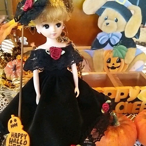 りかちゃん 22㎝ドールサイズ 黒ドレス赤バラ その他人形 purpure-bell