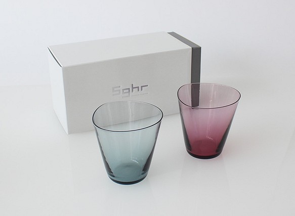 選べる４色　ギフト箱付　２個セット ：SAI グラス （ ロックグラス タンブラー 片口 ソース ドレッシング　グラス） 1枚目の画像