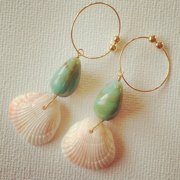 とっておきし福袋 shell （お得な特別割引価格） turquoise earring