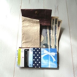 27g【最小限大容量】軽い和紙の財布ほぼカードサイズ三つ折り財布和紙　小銭入れカード入れ札入れ　キャッシュレス小さい財布 1枚目の画像