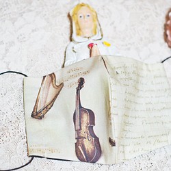 おしゃれな人のためのこだわり布マスク★楽器とゴッホの手紙柄 1枚目の画像