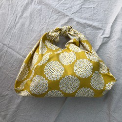 あじさい柄のコロンと可愛いあずま袋❇︎❇︎❇︎黄色 1枚目の画像