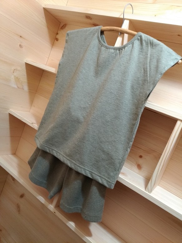 『夏の福袋』オーガニックcottonニットセットアップフレンチスリーブシャツ＆ショートパンツ（80cm～120cm） 1枚目の画像