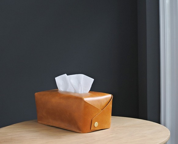 紳士衛生紙盒 | 蠟染黃 |皮革衛生紙套 | 蠟染牛皮 第1張的照片