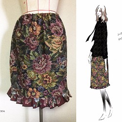 【1点もの・デザイン画付き】ゴブラン織り裾フリルスカート（KOJI TOYODA） 1枚目の画像
