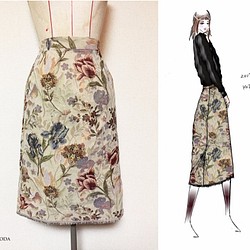 【1点もの・デザイン画付き】ゴブラン織りタイトスカート （KOJI TOYODA） 1枚目の画像