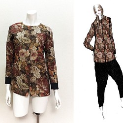 【1点もの・デザイン画付き】ゴブラン織切りノーカラーソフトジャケット（KOJI TOYODA） 1枚目の画像