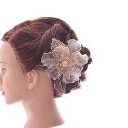 Blooming*アザレア・サンシャイン【ｺﾞｰﾙﾄﾞ】（アメリカンフラワー・髪飾り・成人式・卒業式・結婚式） 1枚目の画像