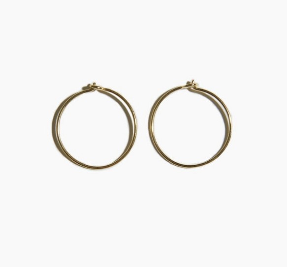 (Thin ) One Pair of  14K Gold Filled Classic Hoop Earrings