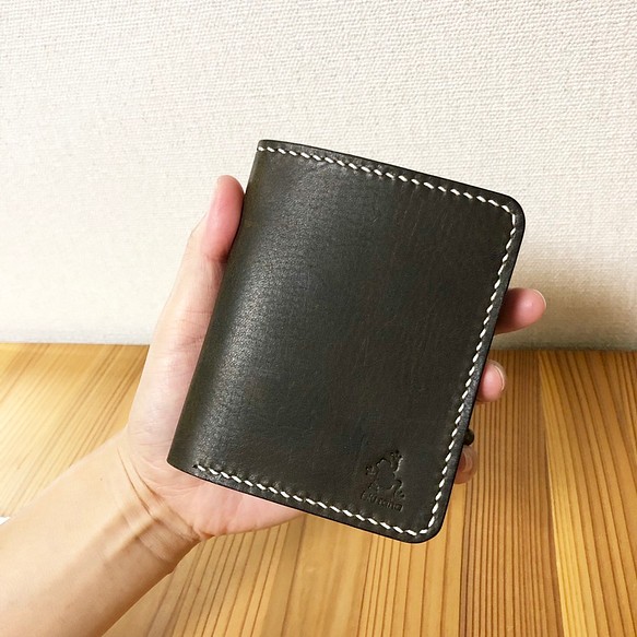 Middle wallet mini Olive本革 二つ折り財布 ウォレット オリーブ www