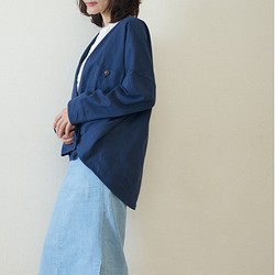Morino Gakkou Linen Cotton Haori 有質感的無領夾克 [海軍] / 10106298 / 第1張的照片