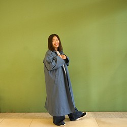 Morino Gakko 大號 ♪ 溫暖包裹的軟墊敞篷大衣 [藍色] /10781598/ 第1張的照片