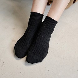 Morino Gakko 4雙套裝純棉天然材質襪子【2雙黑色，2雙混合灰色】圓領/12485460/ 第3張的照片