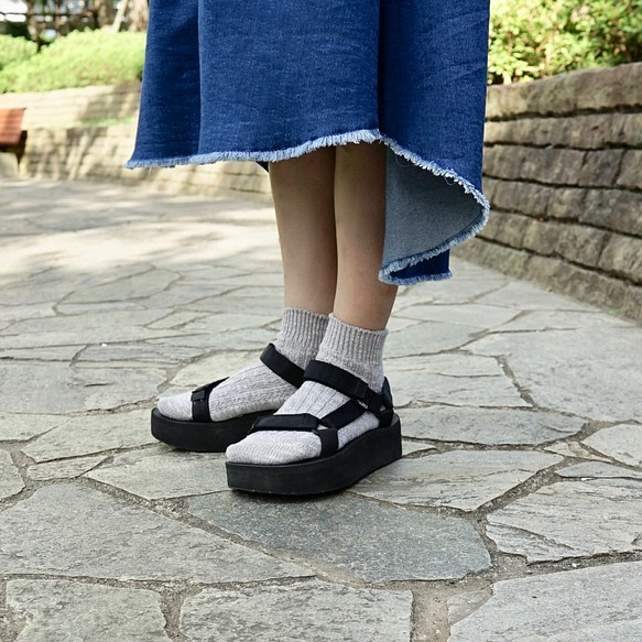 Morino Gakko 4雙套裝純棉天然材質襪子【2雙黑色，2雙混合灰色】圓領/12485460/ 第10張的照片