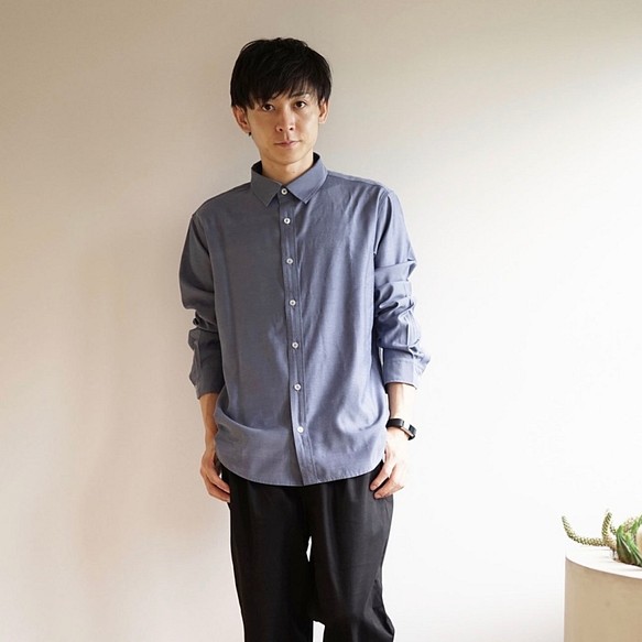 Morino Gakkou 100% Cotton Basic 男式襯衫 [灰色牛仔布] / 6476878 / 第1張的照片