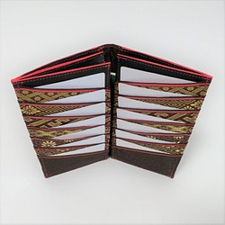 (受注生産)【玉-gyoku-】畳の縁の長財布 十二単の襟元 黒赤 26カード 本革 入金から約３週間で発送 5枚目の画像