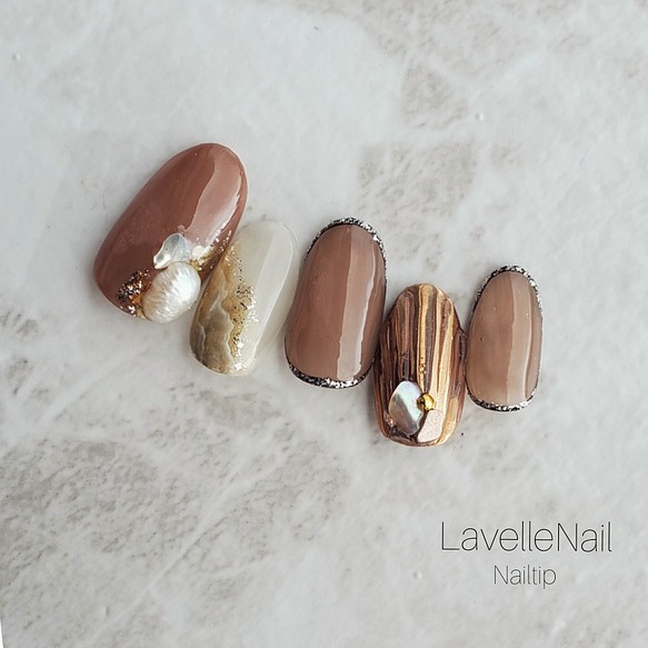 ジェルネイル マーメイドネイル ニュアンスネイル ブラウン系 ネイルチップ 夏ネイル ネイルチップ ネイルシール Lavelle Nail 通販 Creema クリーマ ハンドメイド 手作り クラフト作品の販売サイト