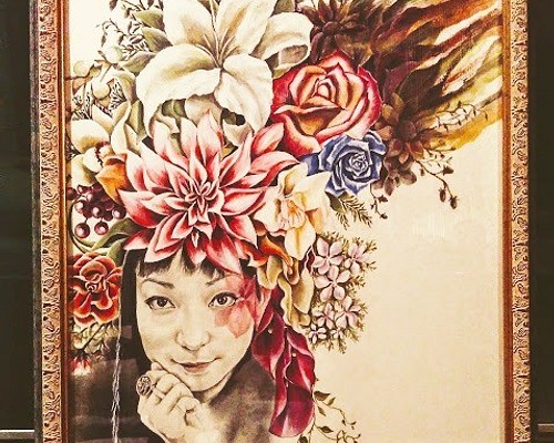 送料無料 アクリル人物画 華飾り 絵画 kaoriko 通販｜Creema(クリーマ)