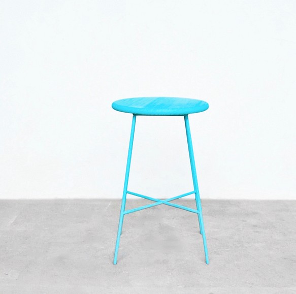 iron color stool  blue 1枚目の画像
