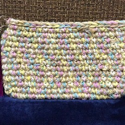 麻紐　麻ひも　バッグ　タッセル　パステルカラー　ポーチ　かぎ針編み　編み物　ピンク系 1枚目の画像