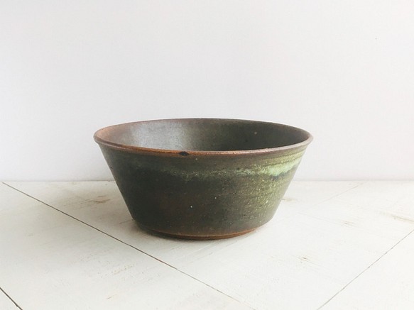 《グリーン器》ボウル・ラーメン鉢（トルコ／銅釉）[G-68] 1枚目の画像