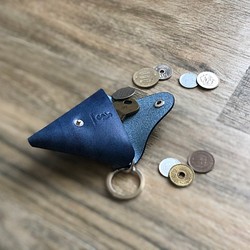 日本製【Takumicsタクミクス】三角形零錢包 日本姬路藍染革 Indigo 散紙包 第1張的照片