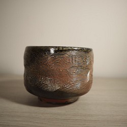 水波紋柴燒茶碗 水方 320ml 第1張的照片
