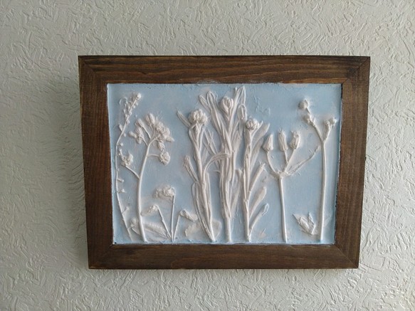 野の花レリーフ　早春① Lサイズ　ブルー　デフューザー・壁飾り　母の日　プレゼント 1枚目の画像