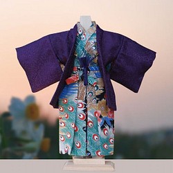 ミニチュア着物 ジャガードサテン紫＆緑袴 www.cleanlineapp.com