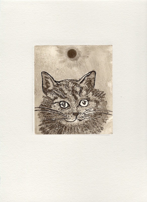 アートな猫さんの　小さな銅版画シート　 1枚目の画像