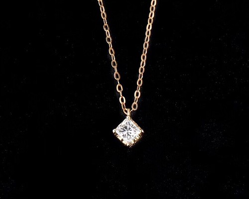 「輝かしい・ダイヤ」K18 天然ダイヤモンド プリンセスカット 0.2ct