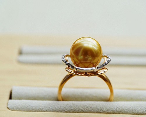 天然南洋真珠 天然ダイヤモンド リング K18 傷なし 高品質 指輪 ...