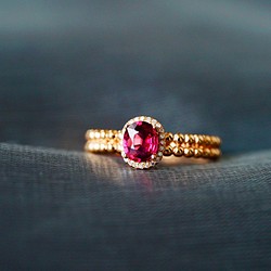 ピンクトルマリン 天然ダイヤモンド 指輪 星 10月誕生石 18金イエローゴールド