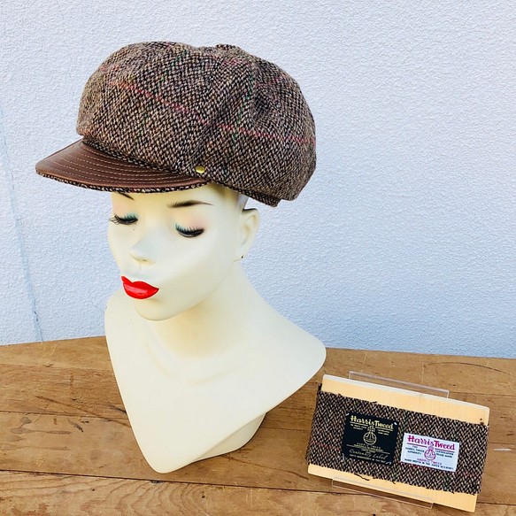 HarrisTweed Casquette ハリスツィード×レザー ワークキャスケット www