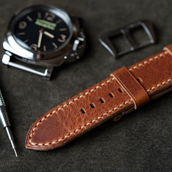 革のベルト ラグ幅26mmの腕時計用 287/26 WAXY OLM / Beige （即納可） 1枚目の画像