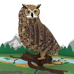 ポップアップグリーティングカード　Horned Owl 1枚目の画像