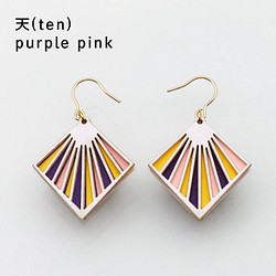 紙耳環“十”紫粉色 第1張的照片