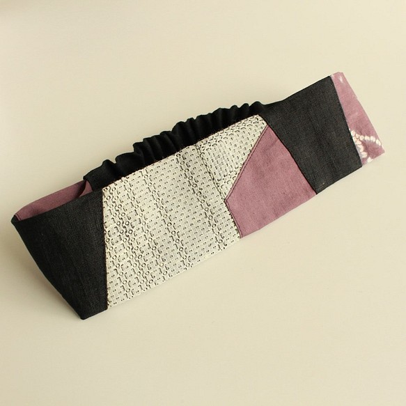 拼布修身發帶（紫色和灰色和黑色） 第1張的照片